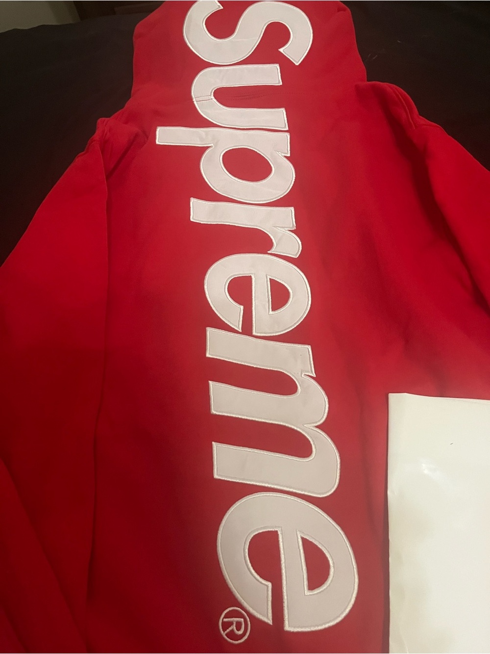 Supreme Red and White Vertical Logo Hoodie & Sweatpants Set - Picture 3 of 3